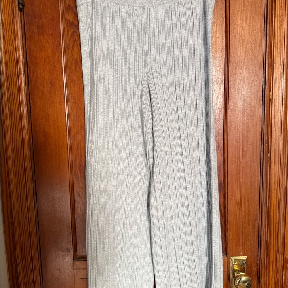 Aerie Light Gray Ribbed Sweater Wide Leg Pants Size XL